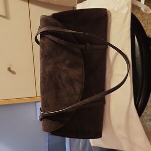 Elegant Brown Suede Handbag
